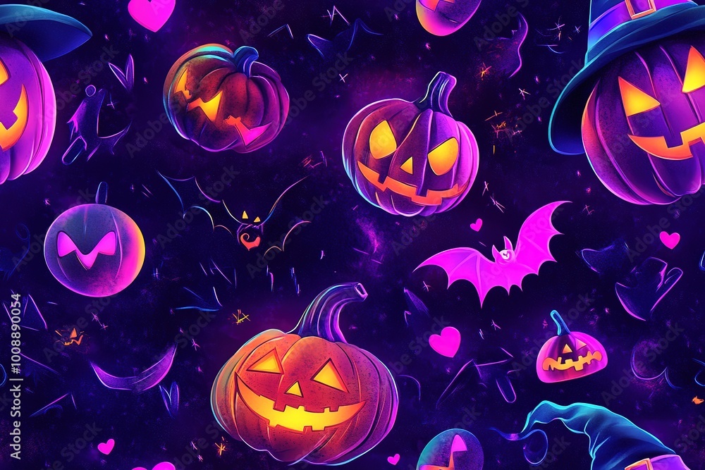 Happy Halloween banner or party invitation background with neon light Halloween neon sign collection. Halloween Party Design template.
Happy Halloween banner or party invitation background with neon light Halloween neon sign collection. Halloween Party Design template.