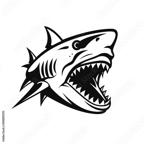 Vector illustration of sharks isolated on a white background. Shark logo template