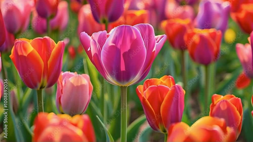 A vibrant field of tulips in various colors, showcasing nature's beauty in springtime. A vibrant field of tulips in various colors, showcasing nature's beauty in springtime.