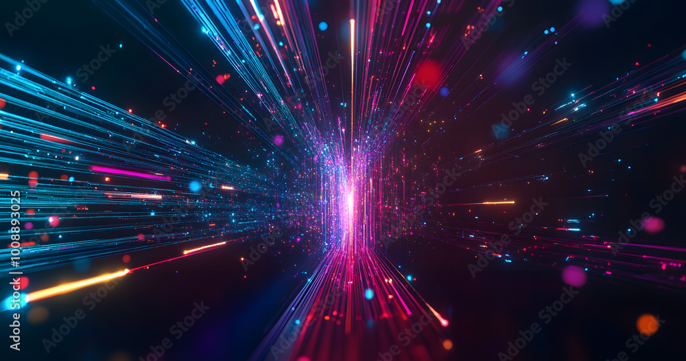 Fototapeta premium Big data, wireless information flow. Data portal, open data system. Global cyberspace concept. High technology and free internet 3d illustration