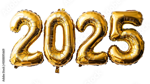 3D golden balloons with numbers 2025 for Happy New Year 