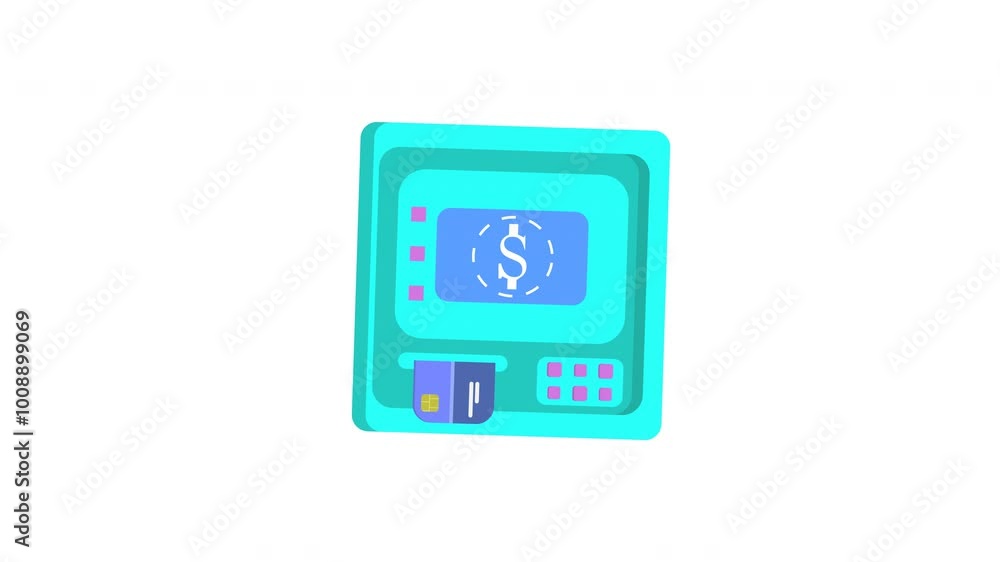 Animated of Blue ATM with dollar sign, card slot, and buttons. Suitable for finance, banking, technology concepts in designs and presentations. 4k alpha channel Animated of Blue ATM with dollar sign, card slot, and buttons. Suitable for finance, banking, technology concepts in designs and presentations. 4k alpha channel
