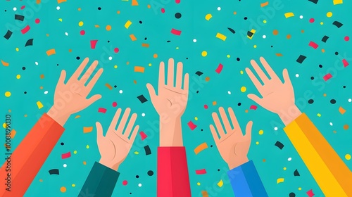 Flat Design Clapping Hands Applause Background - Celebration and Appreciation Concept