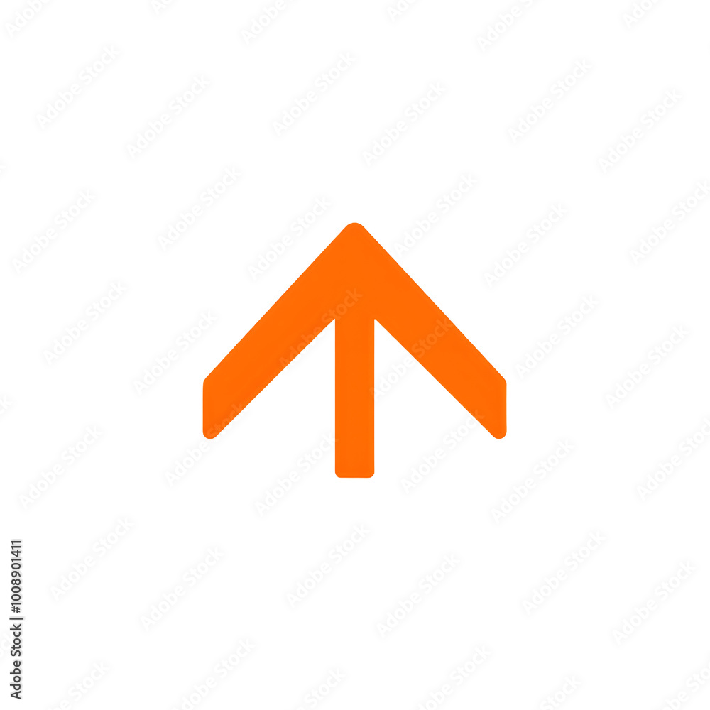 Upward-pointing orange arrow with wide base, isolated on transparent background, Generative AI Upward-pointing orange arrow with wide base, isolated on transparent background, Generative AI