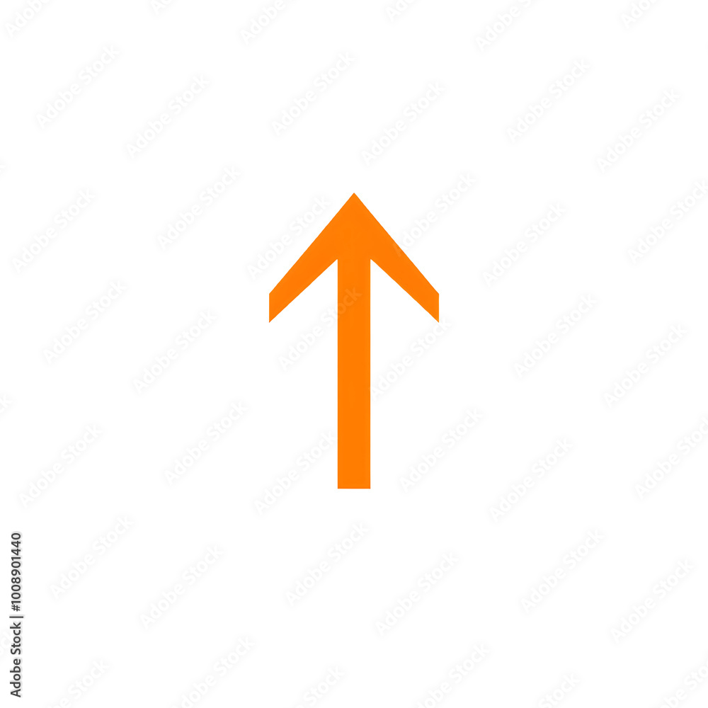 Thin orange upward-pointing arrow symbol, isolated on transparent background, Generative AI Thin orange upward-pointing arrow symbol, isolated on transparent background, Generative AI