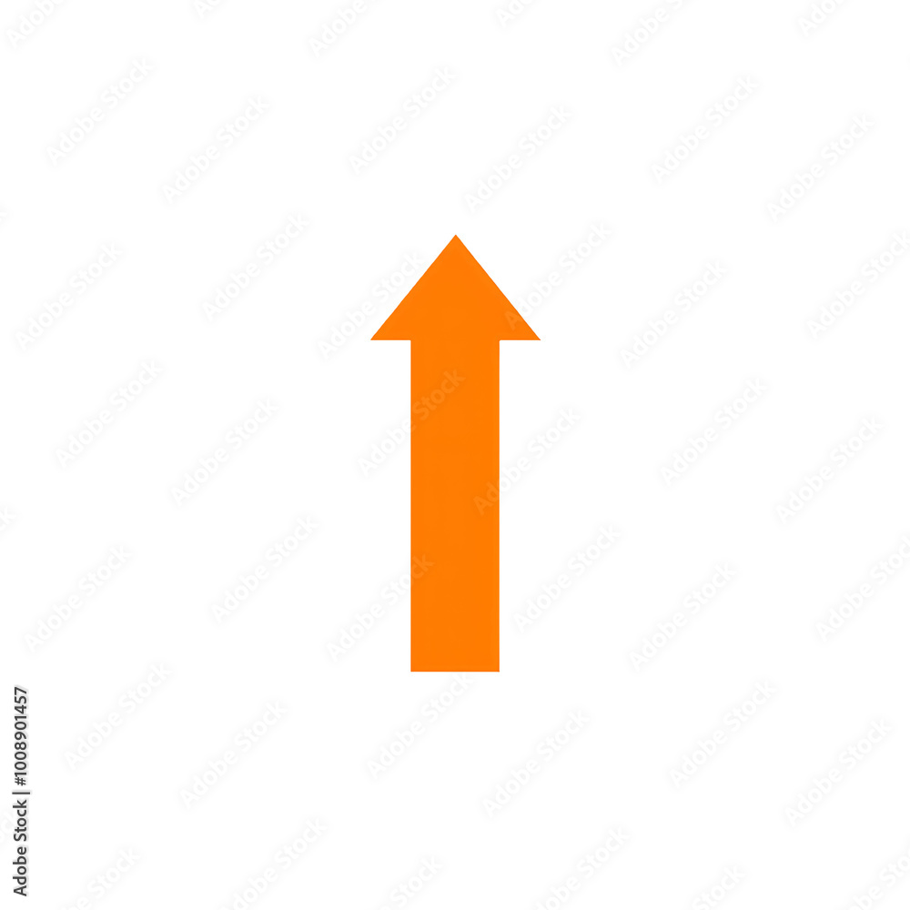 Bold orange upward-pointing arrow symbol, isolated on transparent background, Generative AI Bold orange upward-pointing arrow symbol, isolated on transparent background, Generative AI