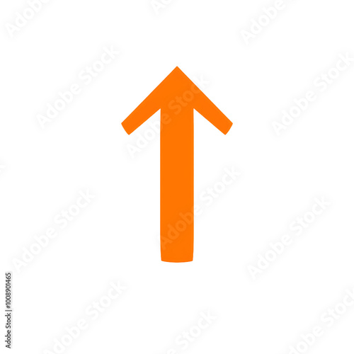 Thick orange upward-pointing arrow symbol, isolated on transparent background, Generative AI