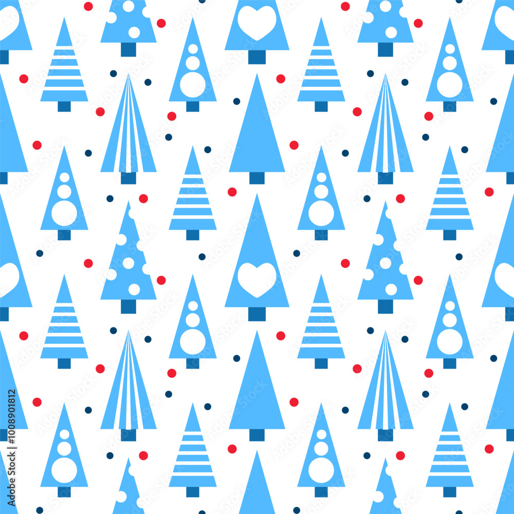 Seamless abstract pattern of blue Christmas trees. Christmas ornament. Minimalism. Vector Seamless abstract pattern of blue Christmas trees. Christmas ornament. Minimalism. Vector