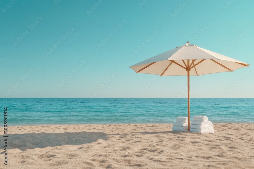 Escape to Paradise Relax Under a Large White Umbrella on Warm Sand with Plush Towels for the Ultimate Beach Escape Perfect for a Day of Sunbathing, Swimming, and Enjoying the Ocean Breeze Find Your Escape to Paradise Relax Under a Large White Umbrella on Warm Sand with Plush Towels for the Ultimate Beach Escape Perfect for a Day of Sunbathing, Swimming, and Enjoying the Ocean Breeze Find Your
