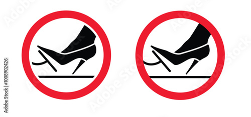 Woman legs in high heels icon. Stop do not gas pedal or brake pedal. Break with foot icon. Cartoon Foot push clutch. Manual transmission car, foot pressing the brake and clutch pedal.