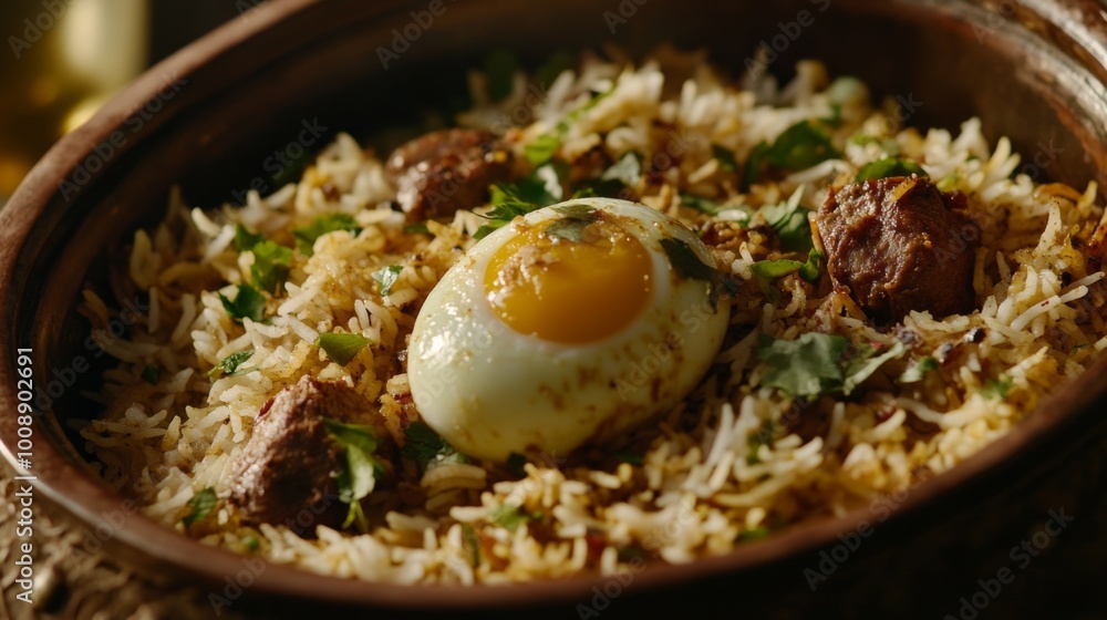 Savory Rice Dish with Egg and Tender Meat Chunks Savory Rice Dish with Egg and Tender Meat Chunks