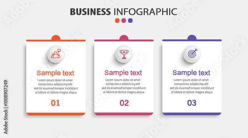 Business infographic template with 3 options or steps