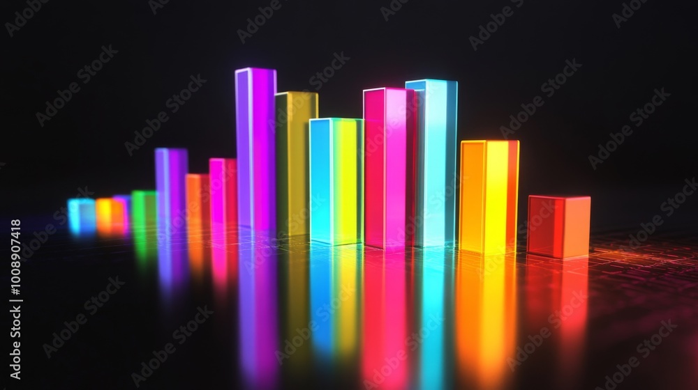 Colorful Neon Bar Graphs on Dark Background Colorful Neon Bar Graphs on Dark Background