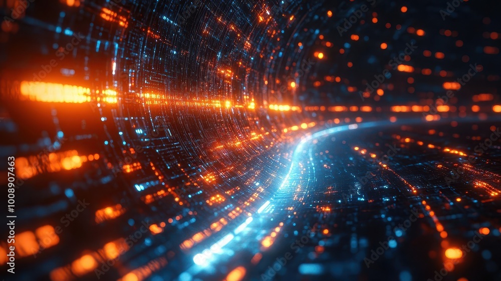 futuristic abstract background illustrating data transfer featuring flowing lines and digital elements to evoke a sense of advanced technology and cyberspace exploration futuristic abstract background illustrating data transfer featuring flowing lines and digital elements to evoke a sense of advanced technology and cyberspace exploration