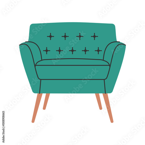 Simple armchairs vector, modern chairs furniture for house vector illustration in lineal color style
