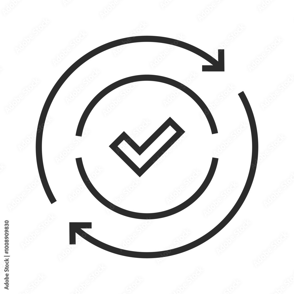 Check mark icon on round circle. Round convenient line icon. Check mark icon on round circle. Round convenient line icon.