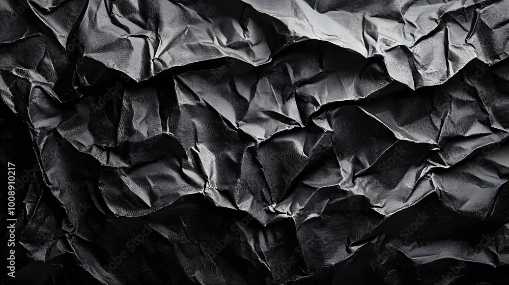 Black Crumpled Plastic Bag Texture, Dark Background
Black Crumpled Plastic Bag Texture, Dark Background