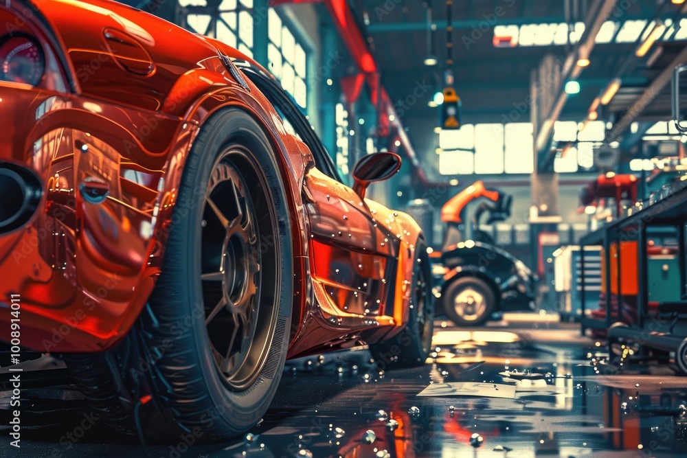 Car Mechanic Detailed Vehicle Inspection. Auto Service Center Theme. Car Mechanic Detailed Vehicle Inspection. Auto Service Center Theme.