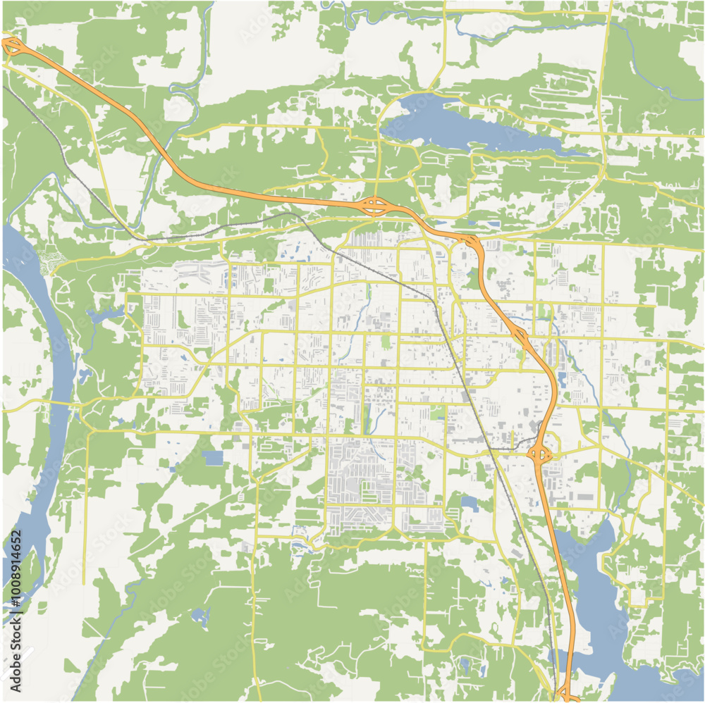 Map of Conway in Arkansas in a normal road map style. Contains layered ...