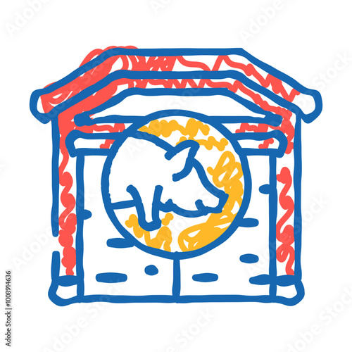 pig farm doodle icon sketch vector. pig farm sign. isolated symbol illustration