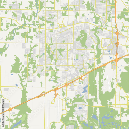 Map of Madison in Alabama in a normal road map style. Contains layered vector with roads water, parks, etc.