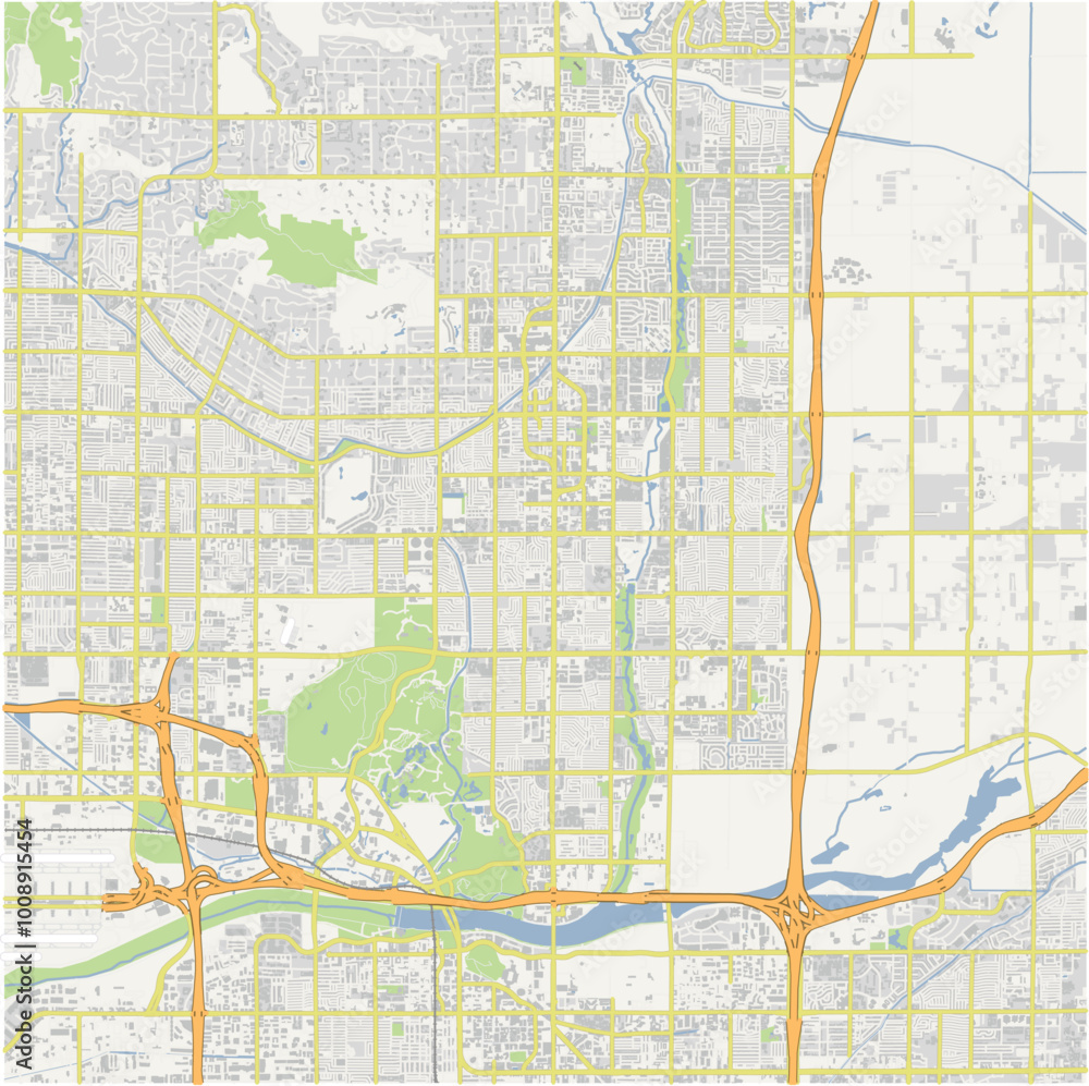 Map of Scottsdale in Arizona in a normal road map style. Contains layered vector with roads water, parks, etc. Map of Scottsdale in Arizona in a normal road map style. Contains layered vector with roads water, parks, etc.