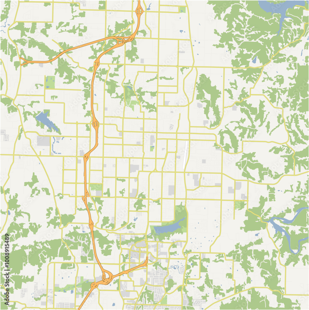 Naklejka premium Map of Springdale in Arkansas in a normal road map style. Contains layered vector with roads water, parks, etc.