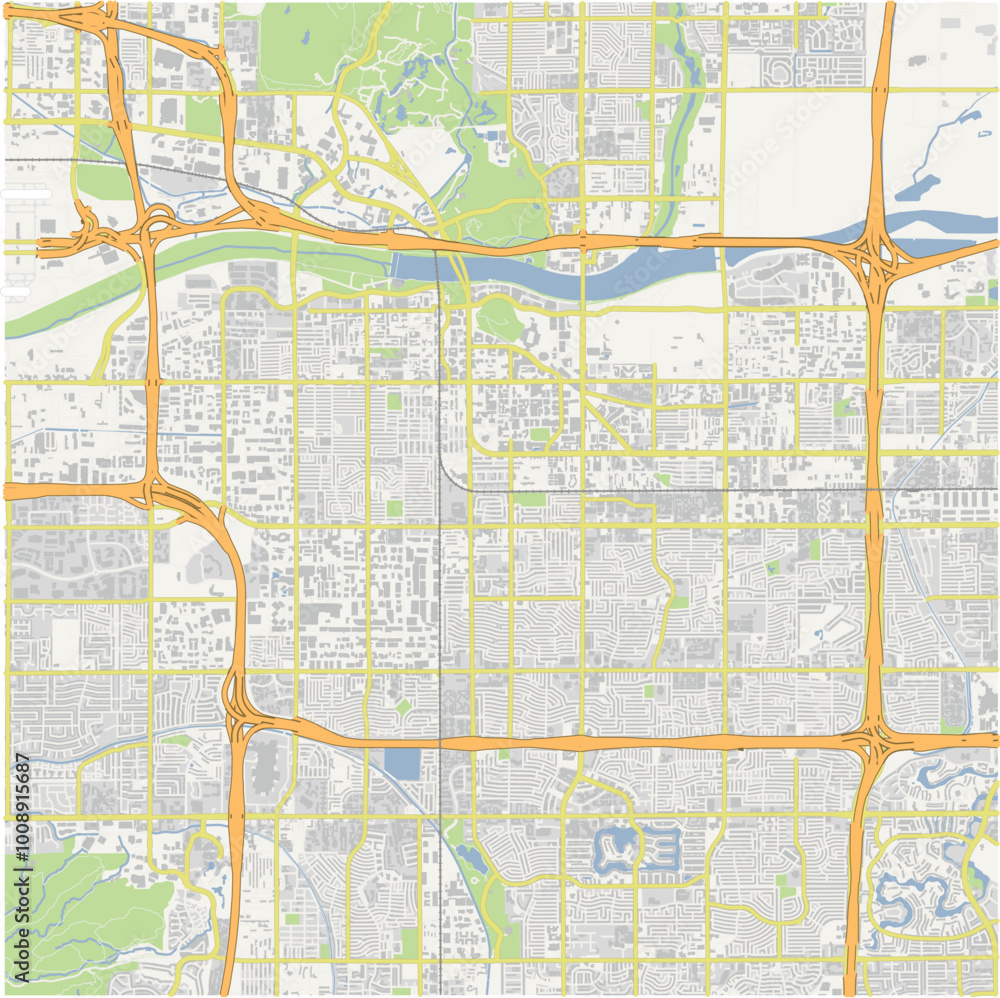 Obraz premium Map of Tempe in Arizona in a normal road map style. Contains layered vector with roads water, parks, etc.
