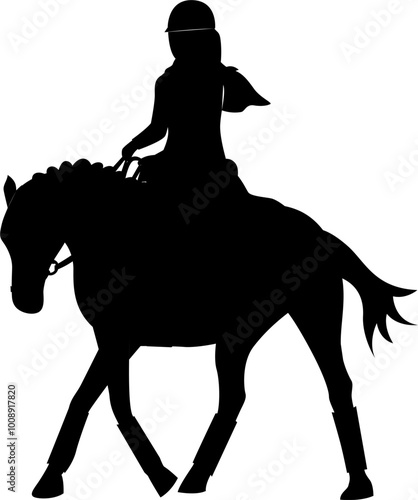Silhouette of person riding horse. Equestrian sport. Training horseback ride. Professional equestrian competition, dressage performance. Jockey on horse. Champion. 