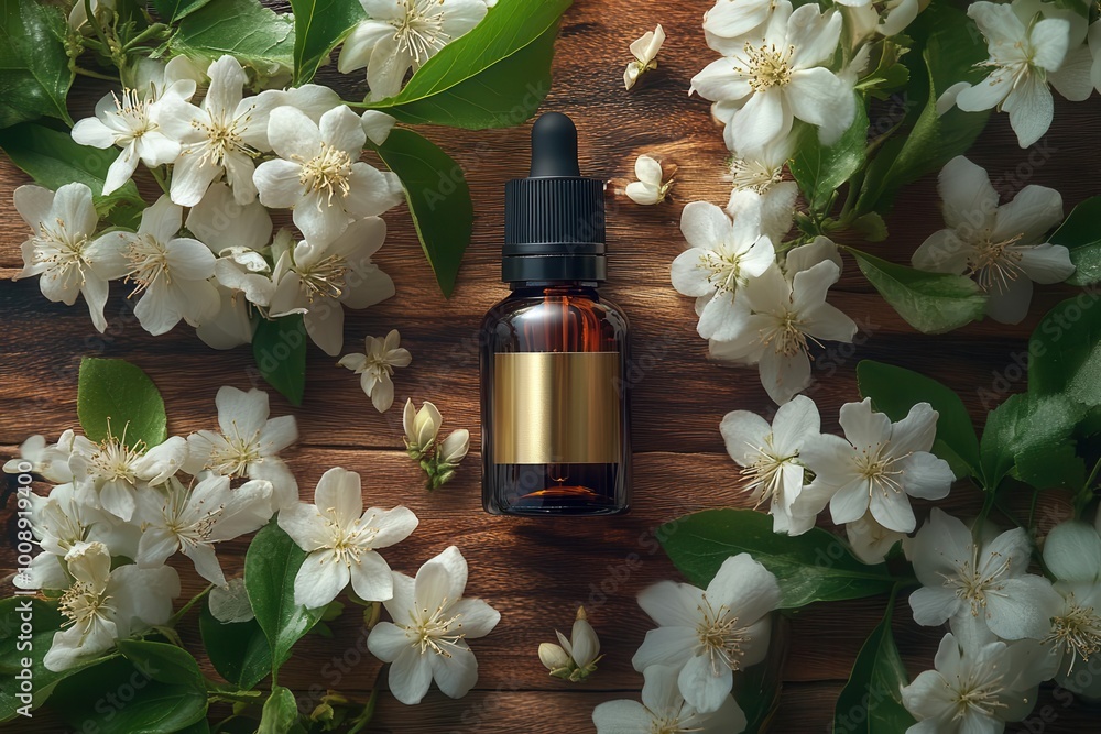 neroli essential oil bottle elegantly placed on a rustic wooden surface surrounded by delicate white flowers emphasizing natural beauty and holistic wellness neroli essential oil bottle elegantly placed on a rustic wooden surface surrounded by delicate white flowers emphasizing natural beauty and holistic wellness