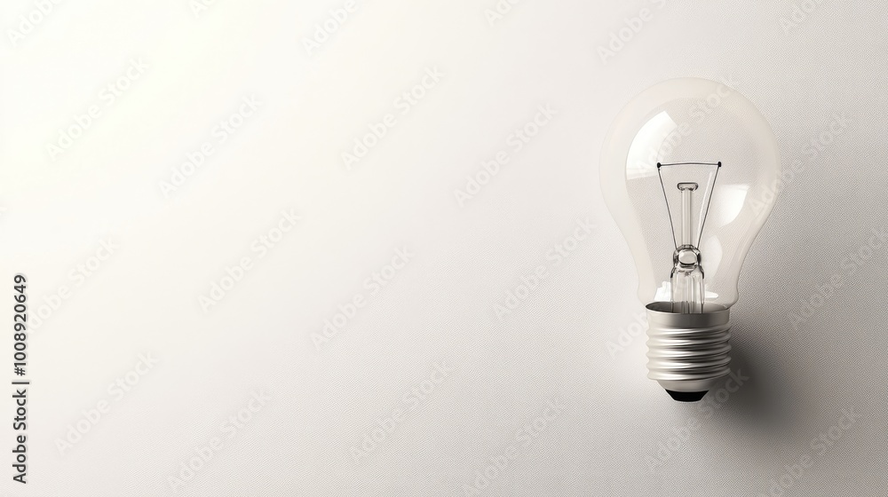 Creative lightbulb design with a crisp white background, ideal for text placement Creative lightbulb design with a crisp white background, ideal for text placement