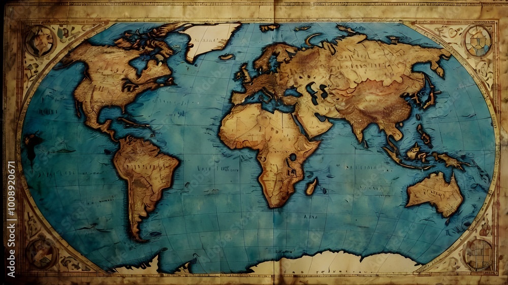 Naklejka premium Ancient historical world map