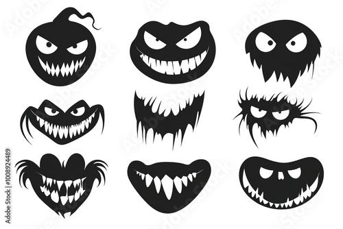 Wallpaper Mural Pumpkins Silhouette Collection Set: Vector Illustrations of Spooky Black Horror Pumpkins for Halloween Graphics.
 Torontodigital.ca