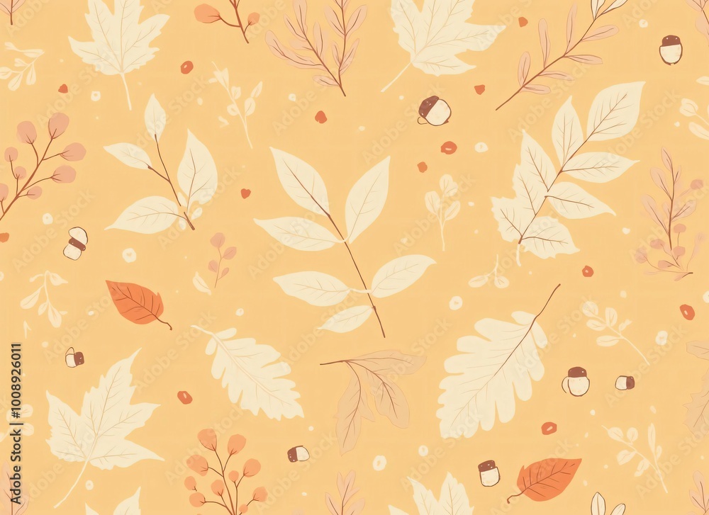 Autumn Leaves and Acorns Pattern - Fall Season Nature Illustration Autumn Leaves and Acorns Pattern - Fall Season Nature Illustration