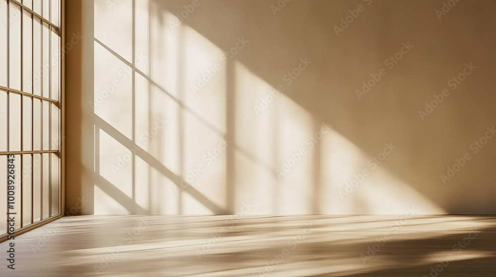 Sunlight Casting Shadows in a Beige Room Sunlight Casting Shadows in a Beige Room