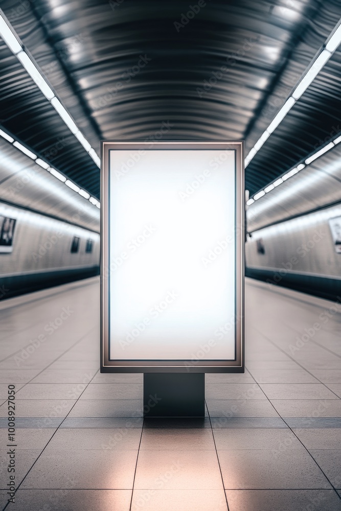 Blank vertical billboard in subway station. Mock up, 3D Rendering Blank vertical billboard in subway station. Mock up, 3D Rendering