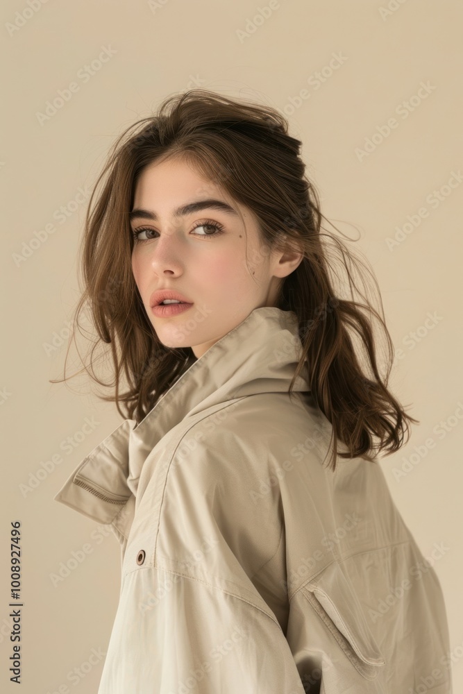 Young women waring Windbreaker photography apparel hair.