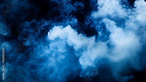 Blue Smoky Background with Swirling Mist and Darkness