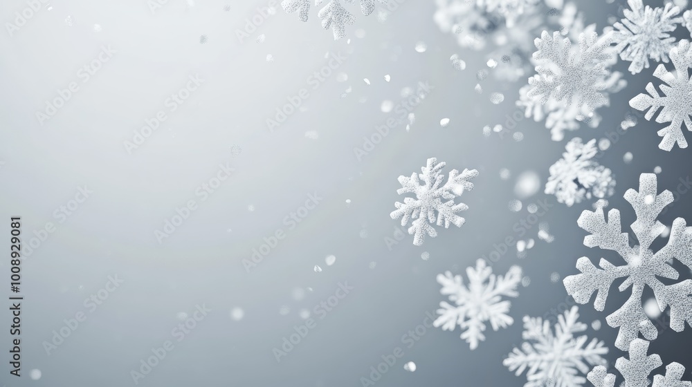 Close-up of white snowflakes falling against a soft light background. Ideal for winter, Christmas, and holiday themes. Close-up of white snowflakes falling against a soft light background. Ideal for winter, Christmas, and holiday themes.
