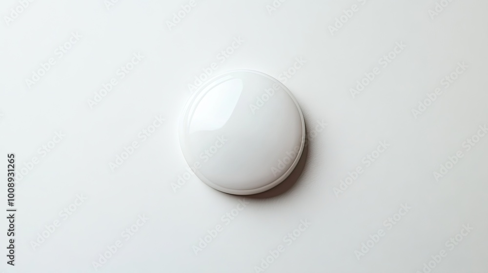 Blank badge on a white surface, perfect for personalization or branding with ample copy space. Blank badge on a white surface, perfect for personalization or branding with ample copy space.