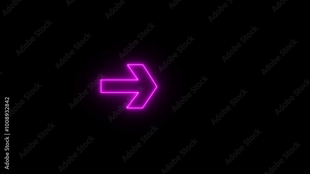 Neon arrow sign icon animation. Neon arrow sign icon animation.