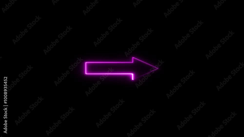 Abstract direction neon arrow sign icon animation. Abstract direction neon arrow sign icon animation.