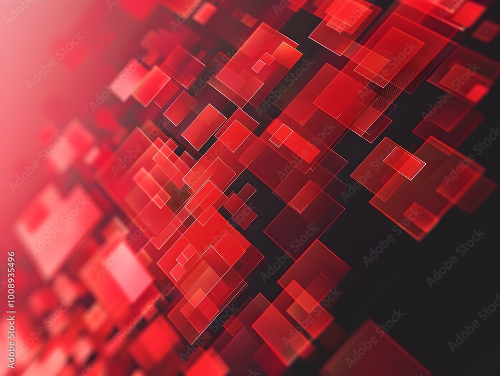 Floating Red Squares Cascading in Transparent Overlapping Pattern Modern Digital Art Background Floating Red Squares Cascading in Transparent Overlapping Pattern Modern Digital Art Background