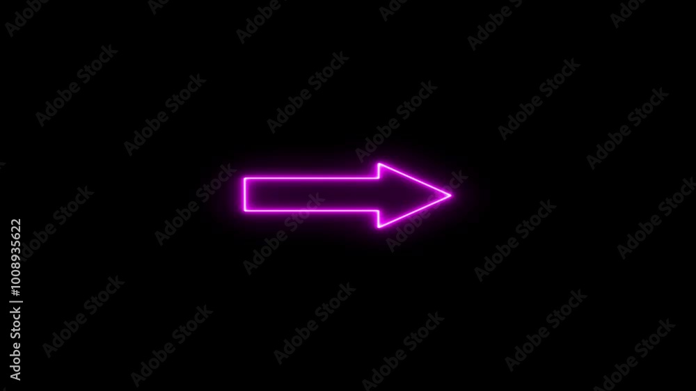 Abstract direction neon arrow sign icon animation. Abstract direction neon arrow sign icon animation.