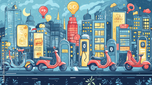 Vehicle doodles background
