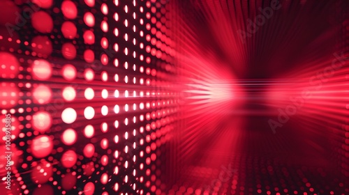 Wallpaper Mural Vibrant Red Digital Matrix of Fading Dots Conveying Depth and Perspective Torontodigital.ca
