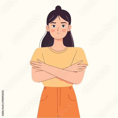 Sad depression woman feeling sorry mental health diseases disorder Flat illustration