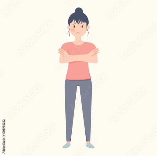 Sad depression woman feeling sorry mental health diseases disorder Flat illustration