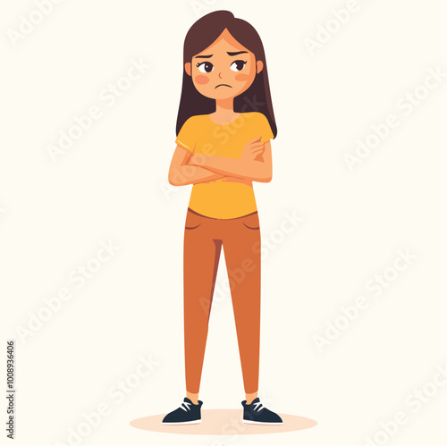 Sad depression woman feeling sorry mental health diseases disorder Flat illustration