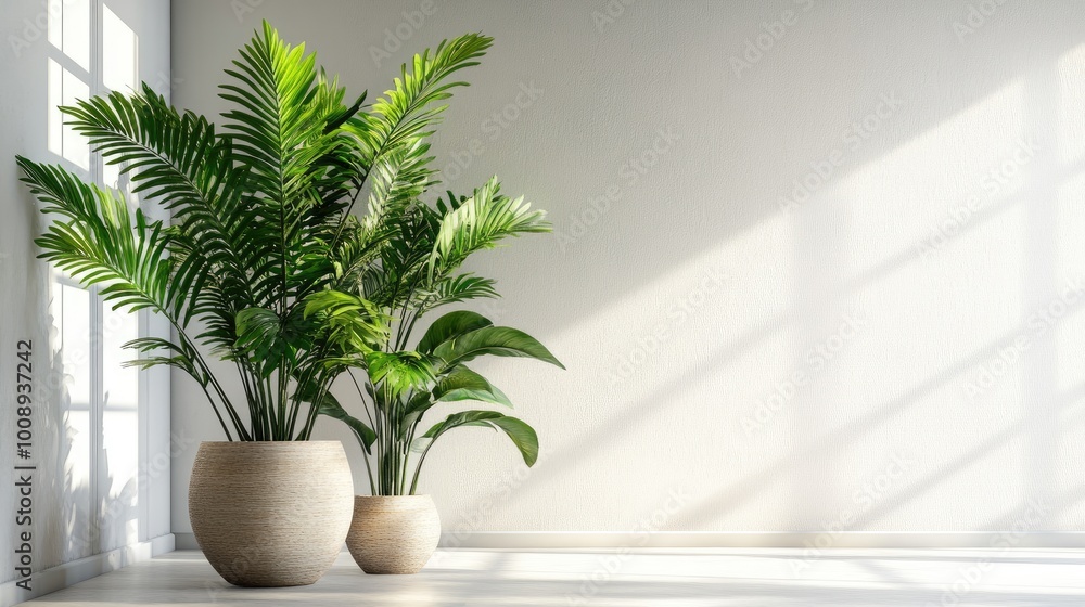 Modern potted plant with lush foliage, cut out against a transparent backdrop, highlighting its sleek and modern design Modern potted plant with lush foliage, cut out against a transparent backdrop, highlighting its sleek and modern design
